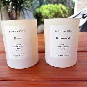 2 Empty Jenni Kayne Glass Candle Vessels in Cream, Basil and Brentwood Scents